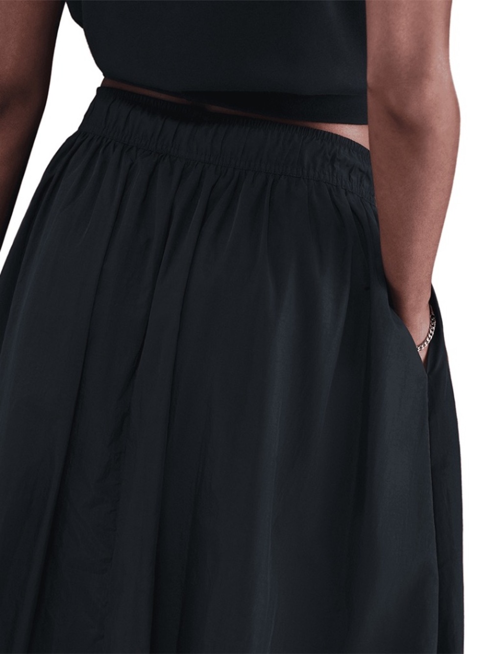 Nike Sportswear Windrunner Women's Bubble Hem Skirt XL Black/Sail IM7450-010 NWT - Picture 2 of 15